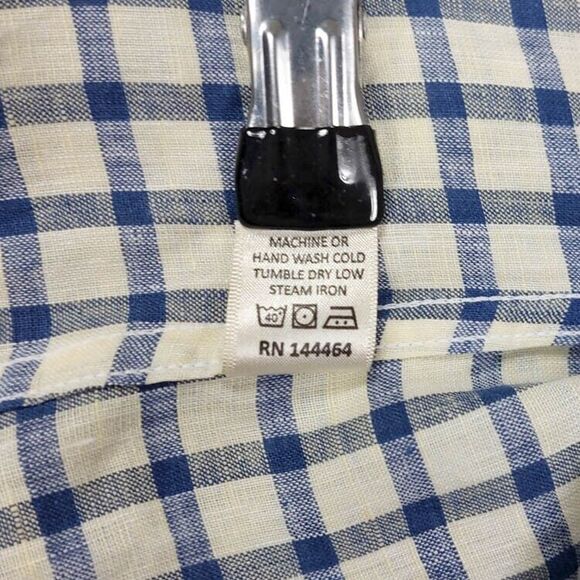 Anthropologie Mine Mens Shirt Sz XL Linen Contrasting Sleeves Minimalist Resort - Picture 7 of 9